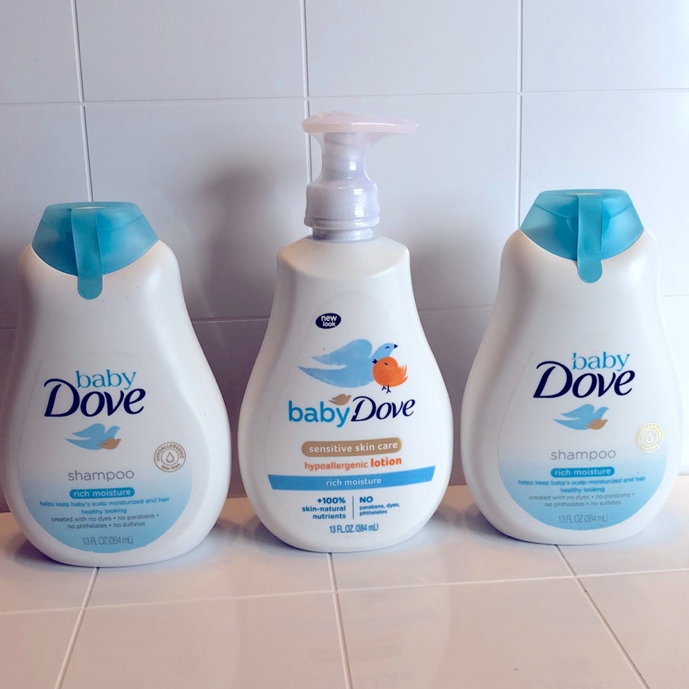 Set of “3” DOVE Baby Care Items. All are FULL size (not trial)2 Shampoo 1 Lotion